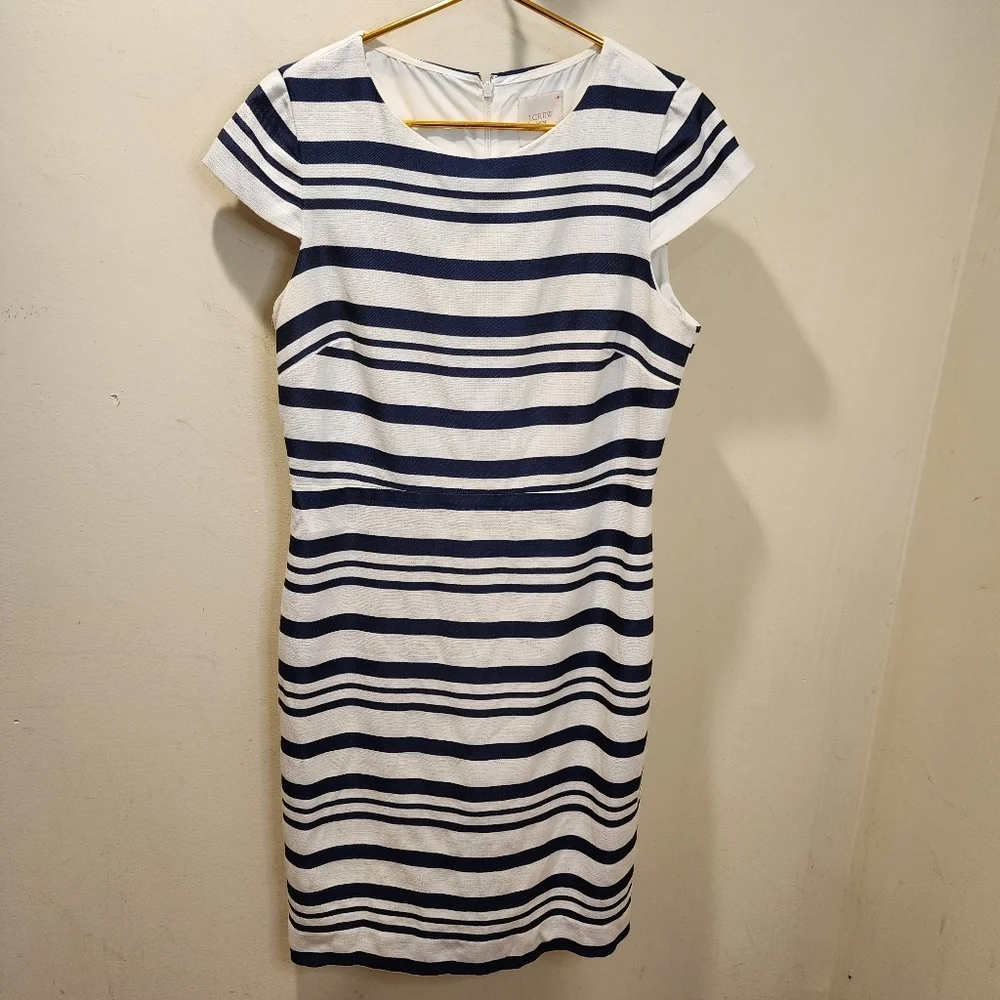 J Crew Striped Navy and White Dress Size 12